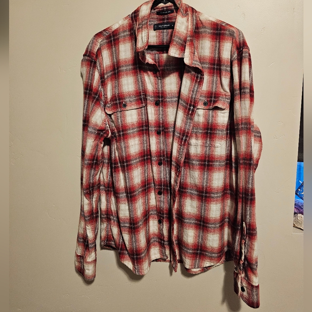 Red and White Plaid Men's Shirt